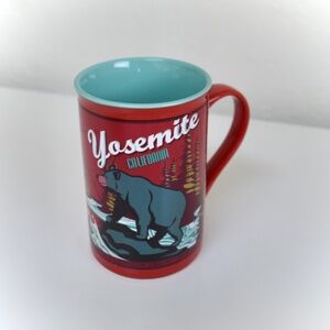 RARE Yosemite National Park Ceramic Souvenir Coffee Tea Mug Red Teal Bear